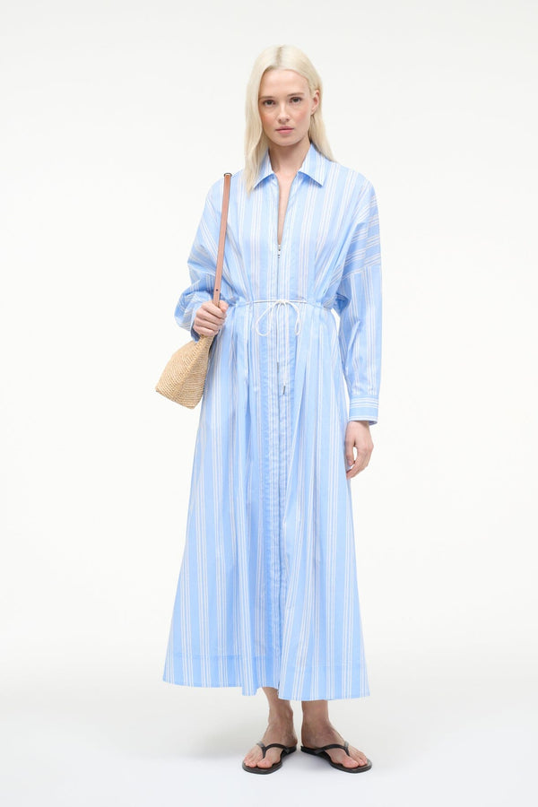 staud CHI MIDI DRESS VENTURA STRIPE