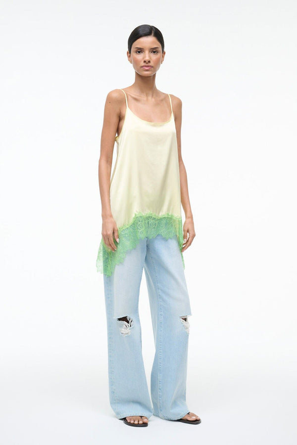 Staud CHLOE SILK CAMI KEY LIME SPROUT
