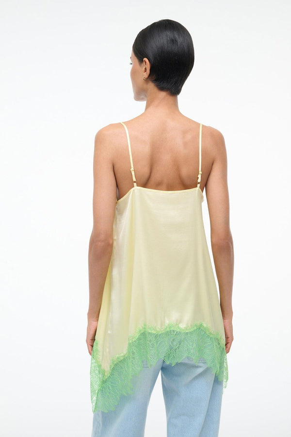 Staud CHLOE SILK CAMI KEY LIME SPROUT