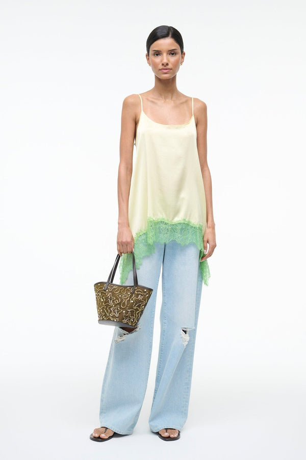 staud CHLOE SILK CAMI KEY LIME SPROUT