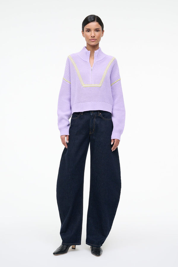Staud CROPPED HAMPTON SWEATER WISTERIA