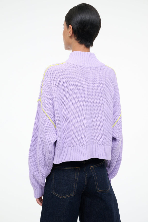 Staud CROPPED HAMPTON SWEATER WISTERIA