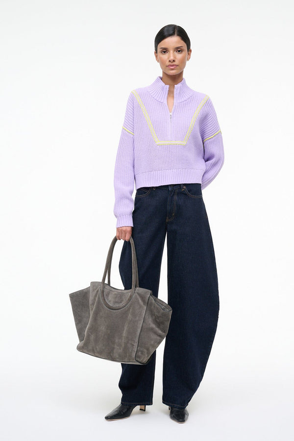 Staud CROPPED HAMPTON SWEATER WISTERIA