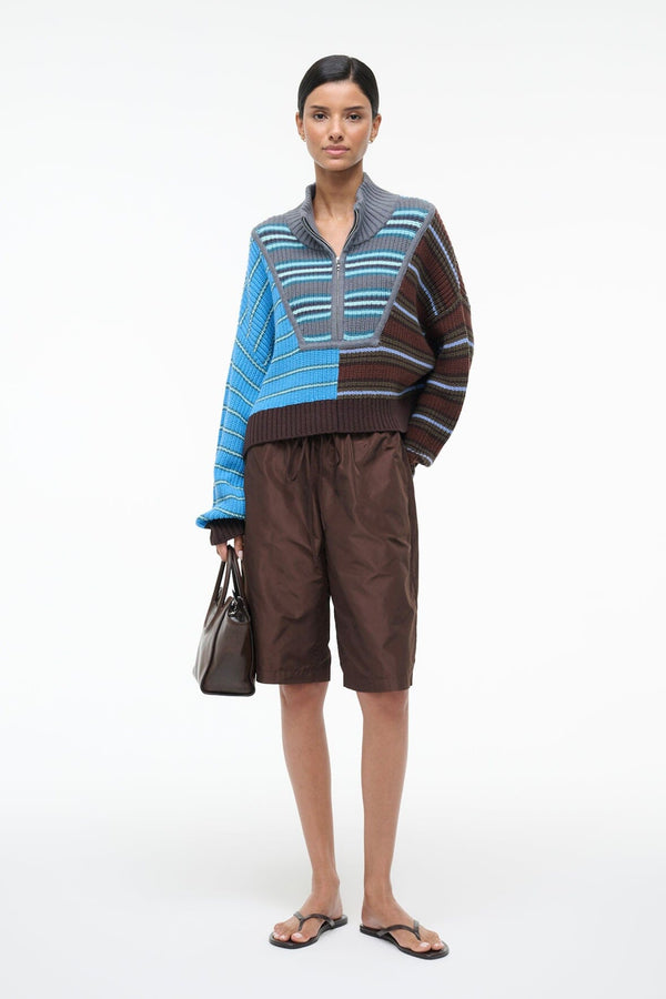 Staud CROPPED HAMPTON SWEATER ZUMA STRIPE MULTI