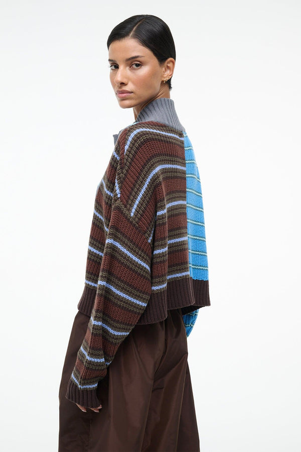 Staud CROPPED HAMPTON SWEATER ZUMA STRIPE MULTI