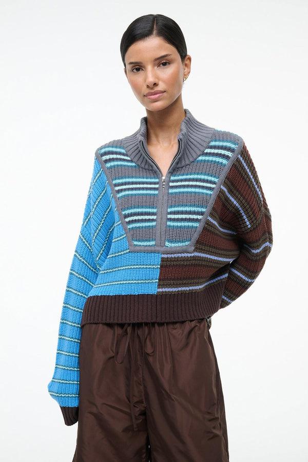 staud CROPPED HAMPTON SWEATER ZUMA STRIPE MULTI