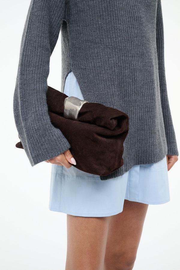 Staud CUFF CLUTCH ESPRESSO SUEDE