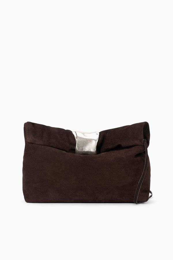staud CUFF CLUTCH ESPRESSO SUEDE