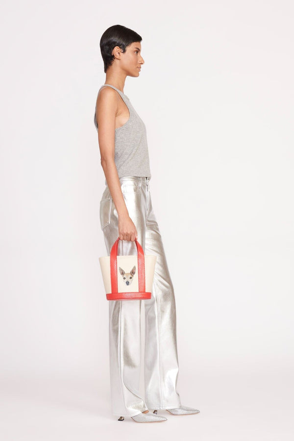 Staud CUSTOM ALLORA MINI TOTE CREAM RED ROSE