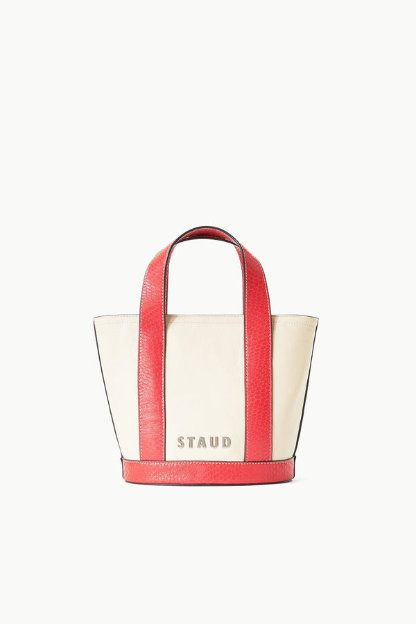 Staud CUSTOM ALLORA MINI TOTE CREAM RED ROSE