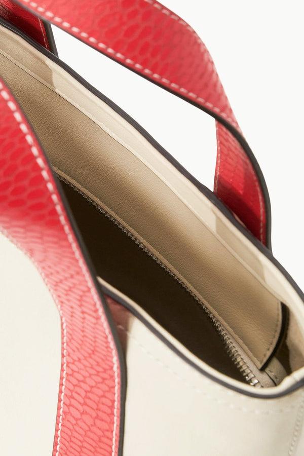 Staud CUSTOM ALLORA MINI TOTE CREAM RED ROSE