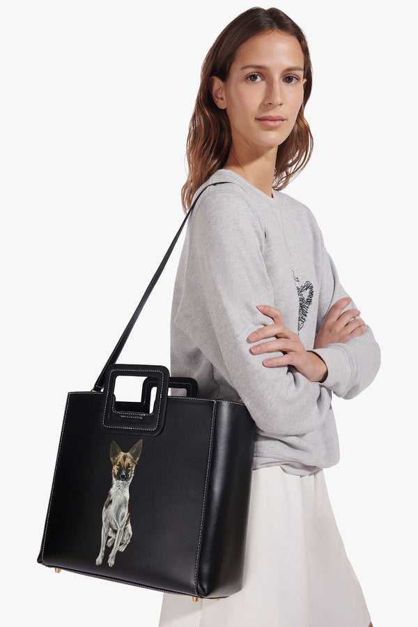 Staud CUSTOM SHIRLEY LEATHER BAG BLACK