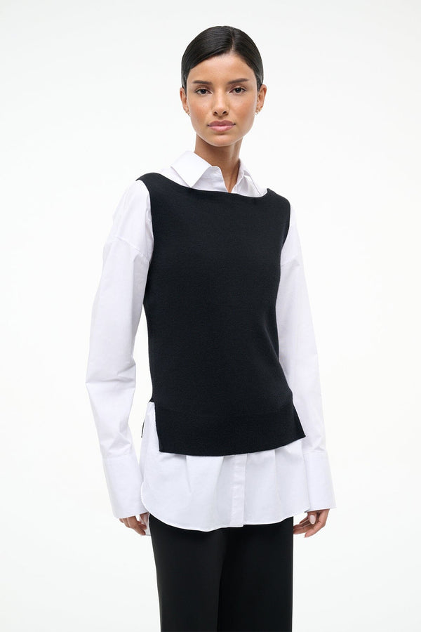 Staud DAMIAN TOP BLACK WHITE