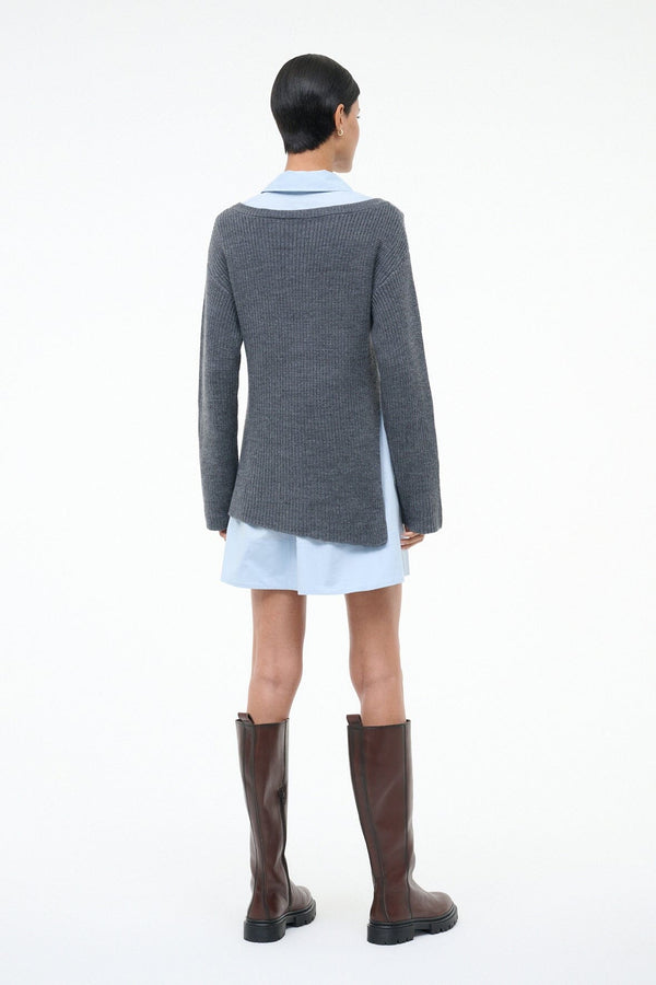 Staud DANE DRESS CHARCOAL GLACIER