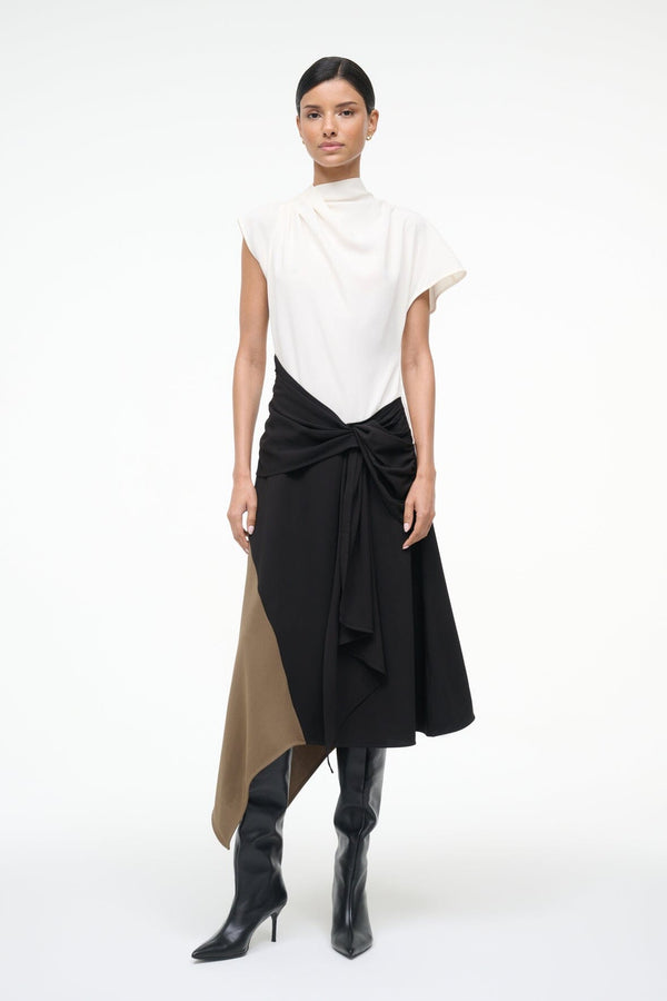 Staud DAVINA DRESS BLACK MULTI