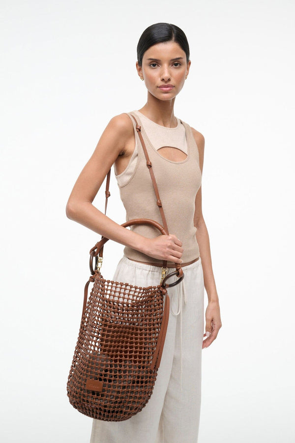 Staud DEL MAR BUCKET BAG TAN WOVEN