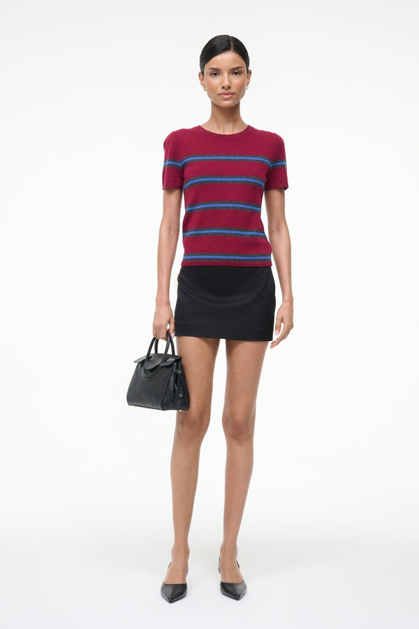 Staud EASY CASHMERE TEE CRIMSON STRIPE