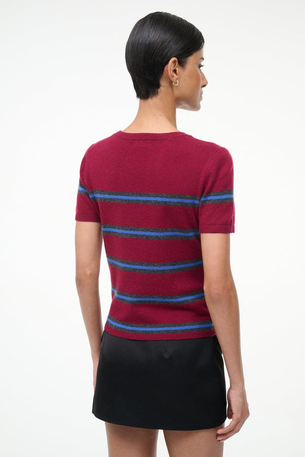 Staud EASY CASHMERE TEE CRIMSON STRIPE
