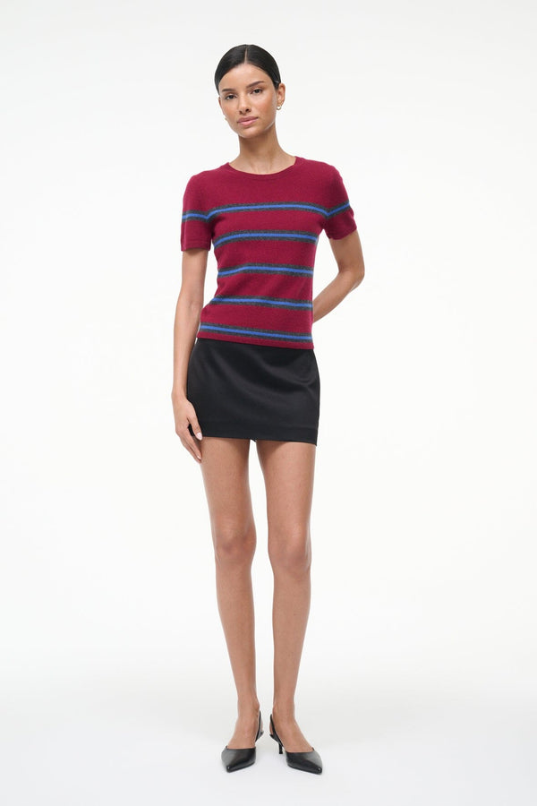 Staud EASY CASHMERE TEE CRIMSON STRIPE