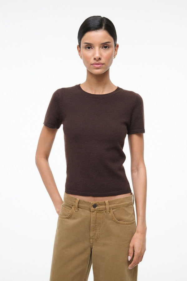 Staud EASY CASHMERE TEE DARK CHOCOLATE