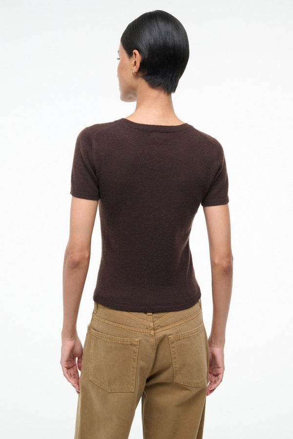 Staud EASY CASHMERE TEE DARK CHOCOLATE