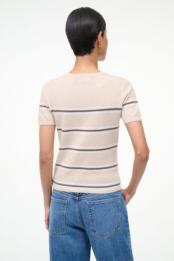 Staud EASY CASHMERE TEE WHISPER STRIPE