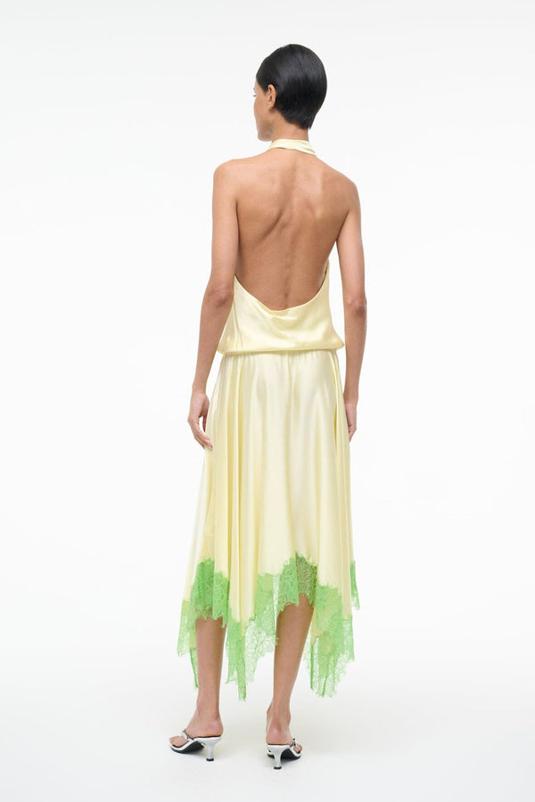 Staud ELIRA SILK DRESS KEY LIME SPROUT