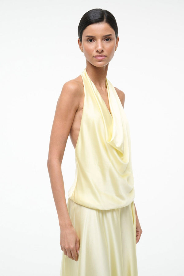 Staud ELIRA SILK DRESS KEY LIME SPROUT