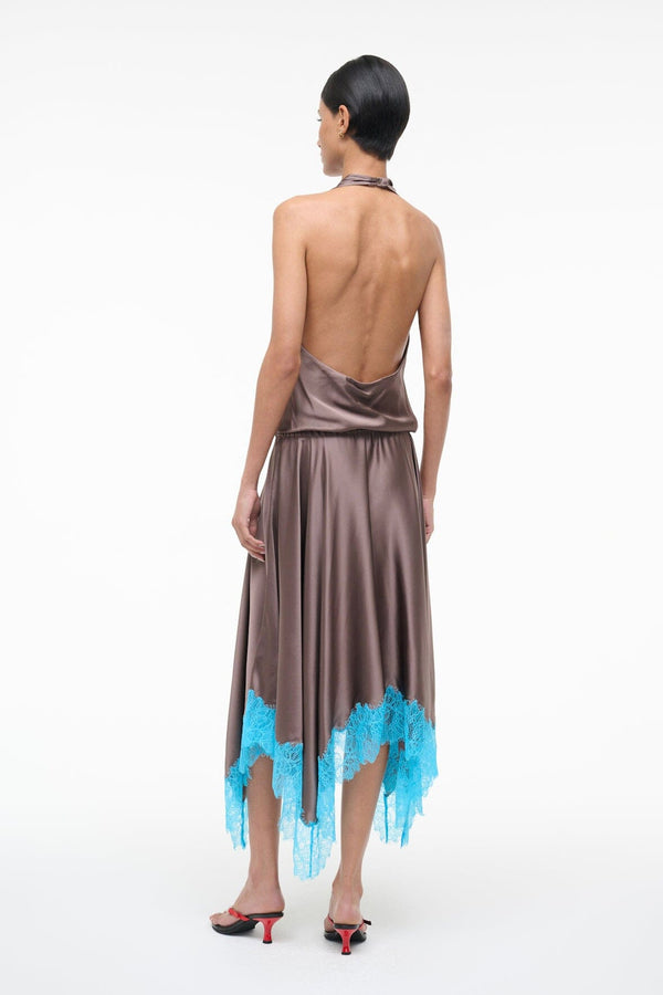 Staud ELIRA SILK DRESS MINK POOL