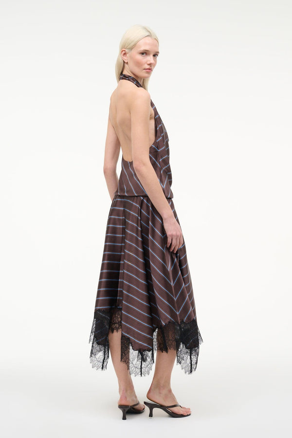 Staud ELIRA SILK DRESS REDONDO STRIPE