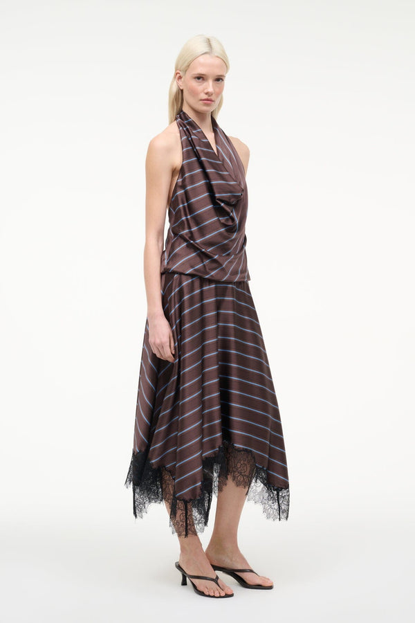 Staud ELIRA SILK DRESS REDONDO STRIPE