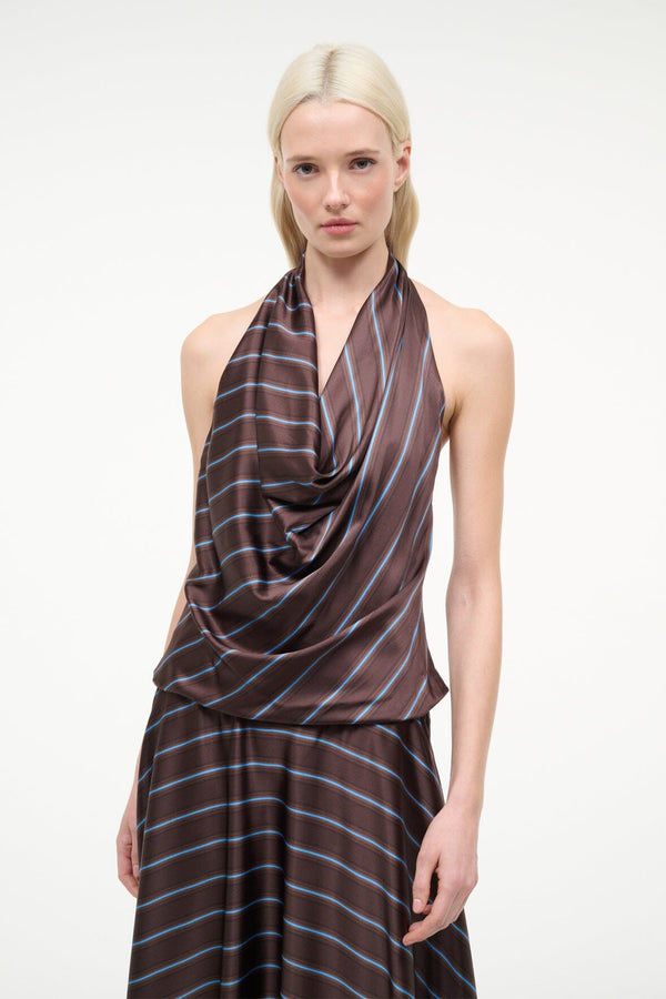 Staud ELIRA SILK DRESS REDONDO STRIPE