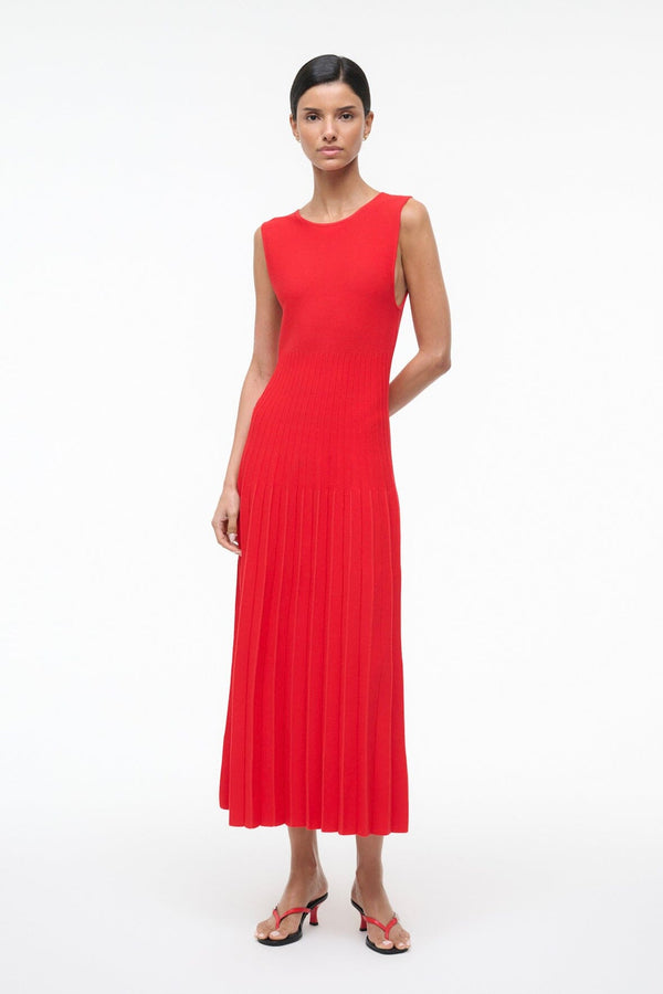 staud ELYSE DRESS RED ROSE