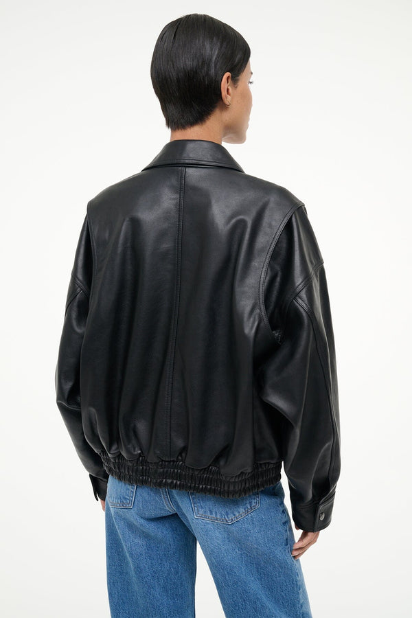 Staud EUGENE LEATHER JACKET BLACK