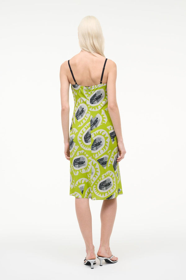 Staud EVANGELINE DRESS PADDLE OUT CHARTREUSE