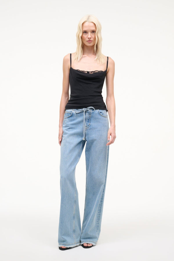 Staud EVANGELINE SILK TOP BLACK