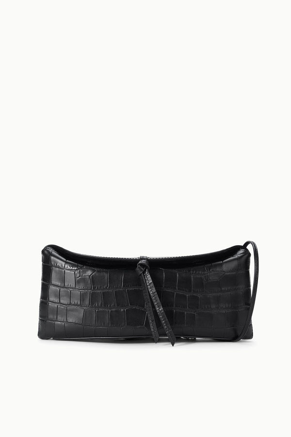 Staud EVE CLUTCH BLACK CROCO