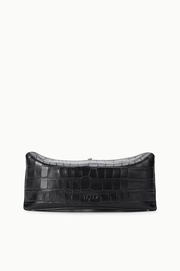 Staud EVE CLUTCH BLACK CROCO