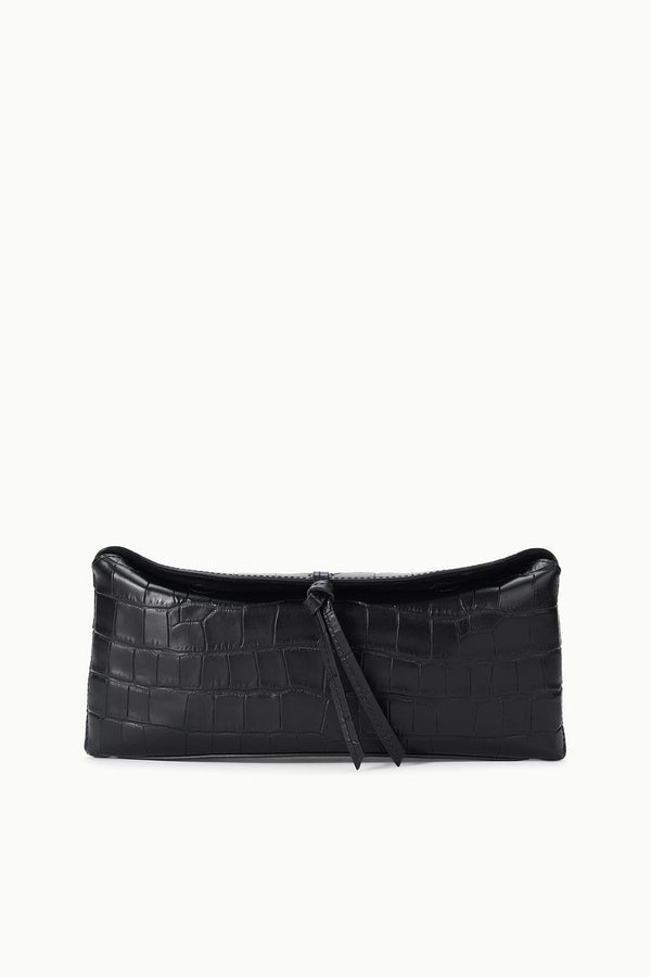 staud EVE CLUTCH BLACK CROCO