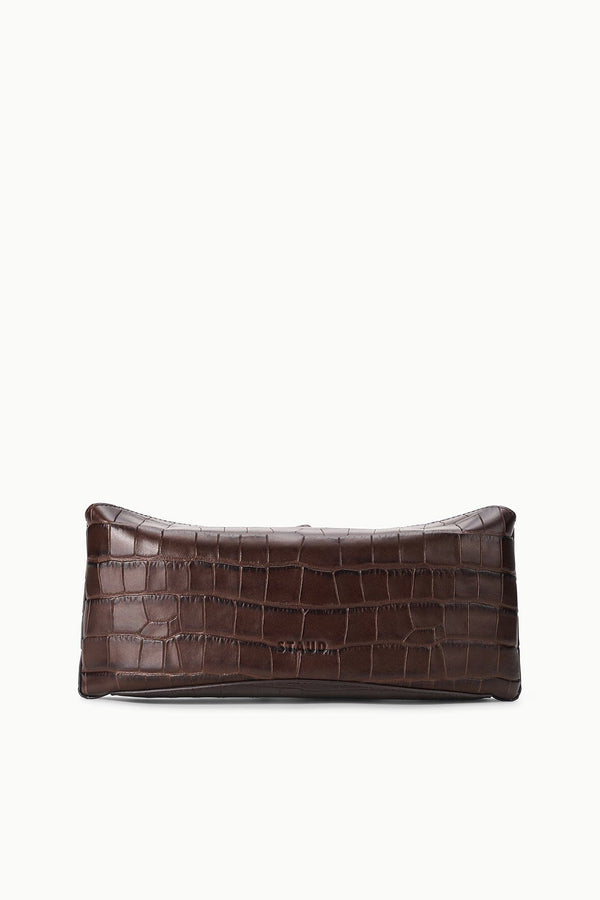 Staud EVE CLUTCH ESPRESSO CROCO