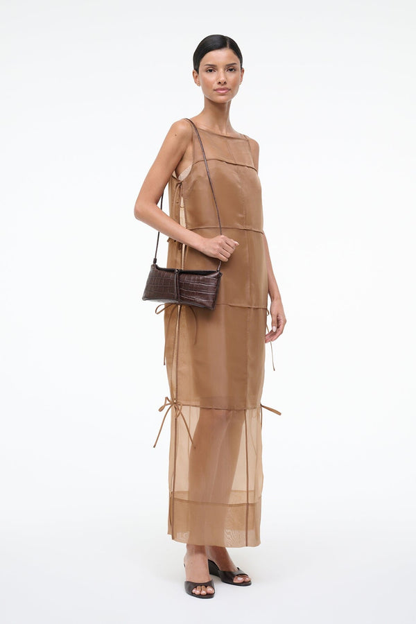 Staud EVE CLUTCH ESPRESSO CROCO