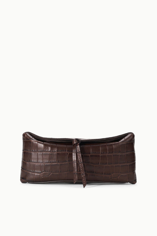 staud EVE CLUTCH ESPRESSO CROCO