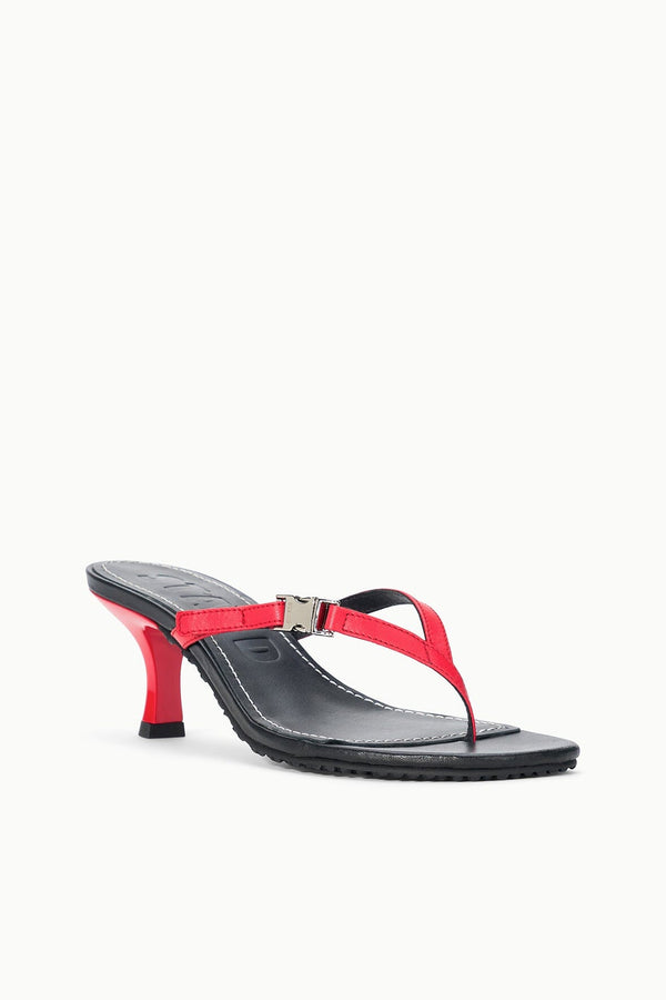 Staud FLYNN KITTEN HEEL BLACK RED ROSE