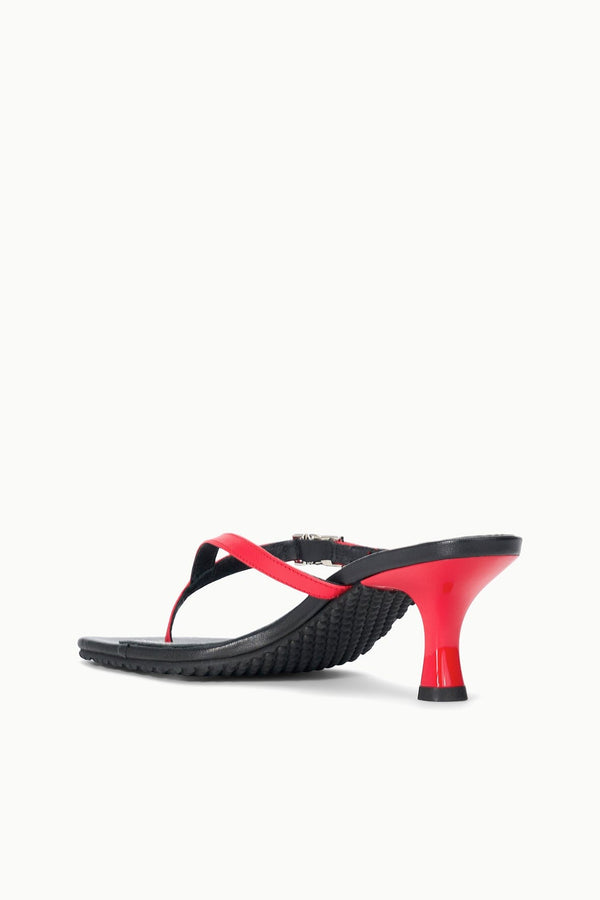 Staud FLYNN KITTEN HEEL BLACK RED ROSE
