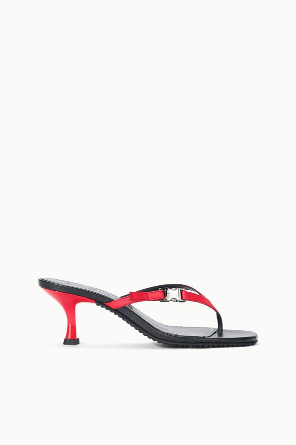 staud FLYNN KITTEN HEEL BLACK RED ROSE