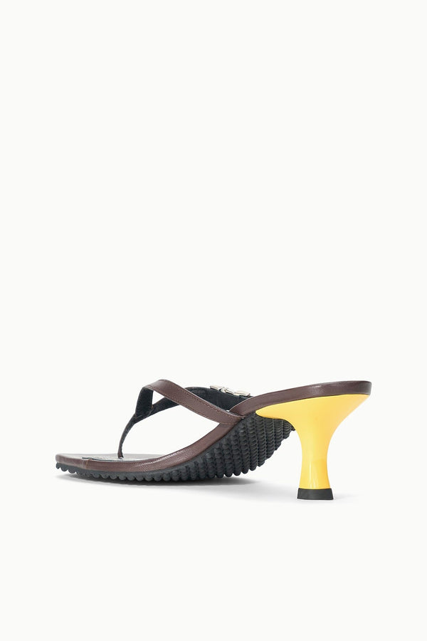 Staud FLYNN KITTEN HEEL ESPRESSO LEMON