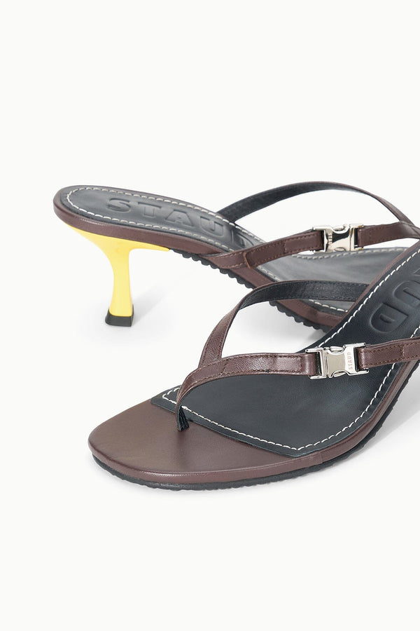 Staud FLYNN KITTEN HEEL ESPRESSO LEMON