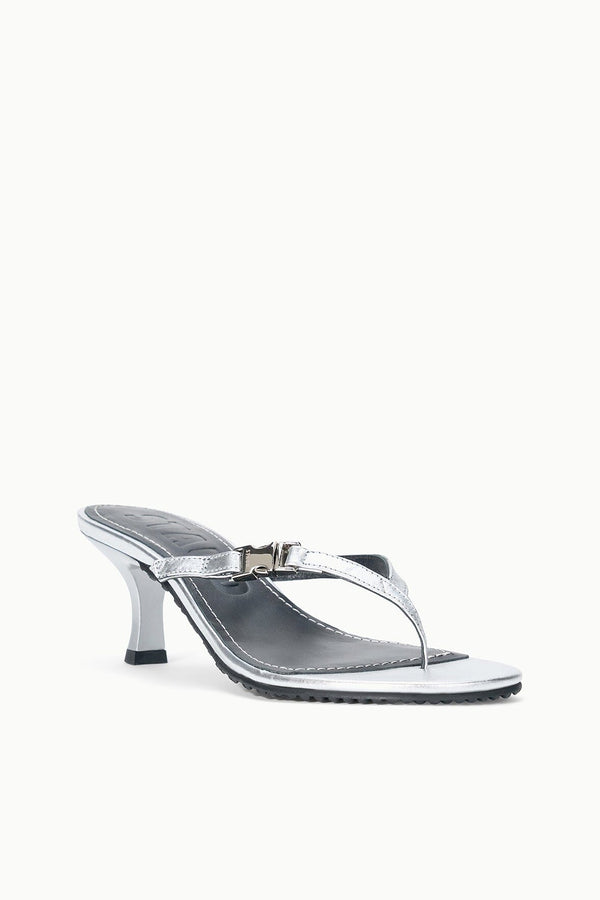 Staud FLYNN KITTEN HEEL SILVER