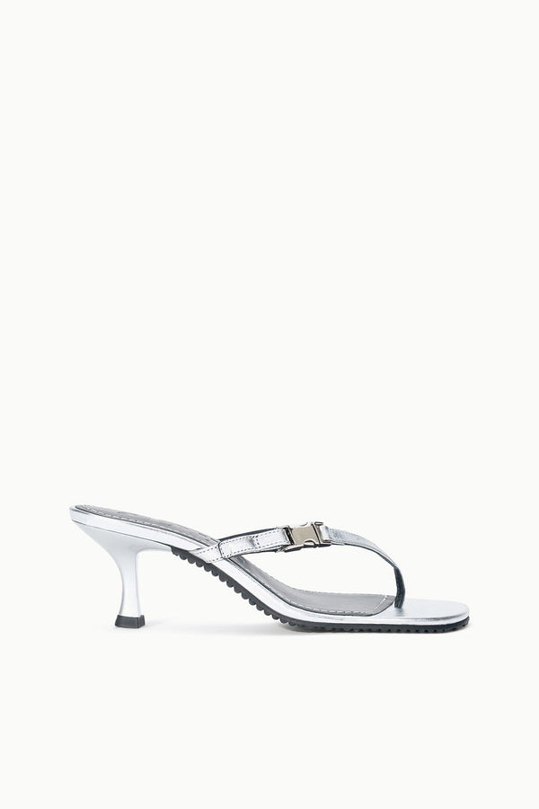 staud FLYNN KITTEN HEEL SILVER