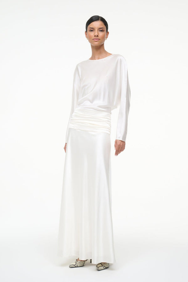 staud FREDA SILK DRESS IVORY